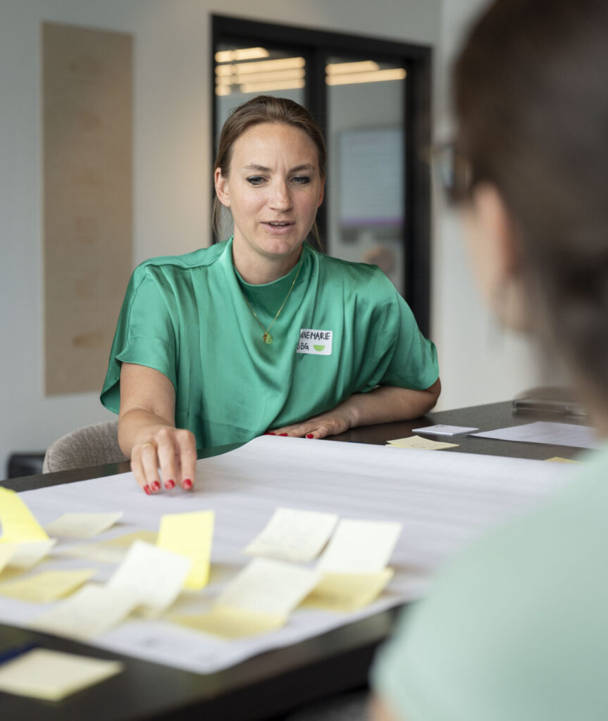 Domeinmanager Annemarie in een brainstormsessie